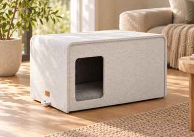 Cremeweiße SONNO Schallschutzbox für Hunde