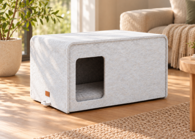 Dünefarbene SONNO Schallschutzbox für Hunde