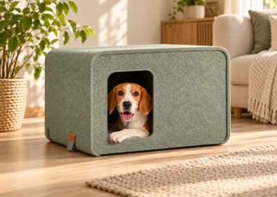 Olivgrüne SONNO Schallschutzbox für Hunde