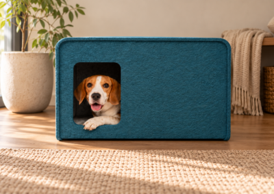 Petrolgrüne SONNO Schallschutzbox für Hunde