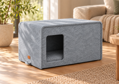 Mittelgraue SONNO Schallschutzbox für Hunde