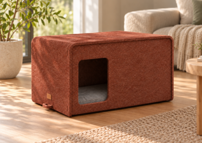 Terracottafarbene SONNO Schallschutzbox für Hunde