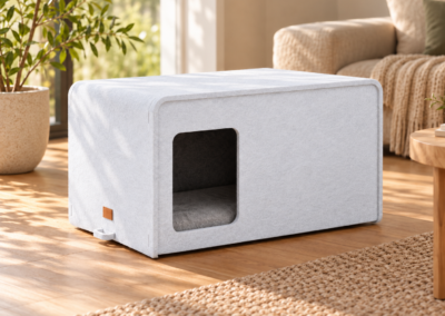 Weiße SONNO Schallschutzbox für Hunde